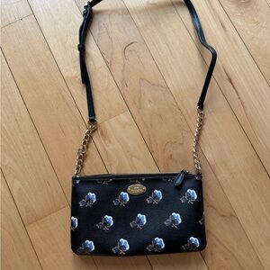 Coach Black and Blue Floral Crossbody Bag